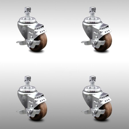 Service Caster 3 Inch SS High Temp Glass Filled Nylon 1/2 Inch Threaded Stem Caster Set Brake SCC SCC-SSTS20S314-GFNSHT-TLB-121315-4